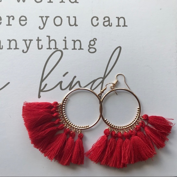 New Boho style colorful tassel fringe drop earring - Picture 2 of 5